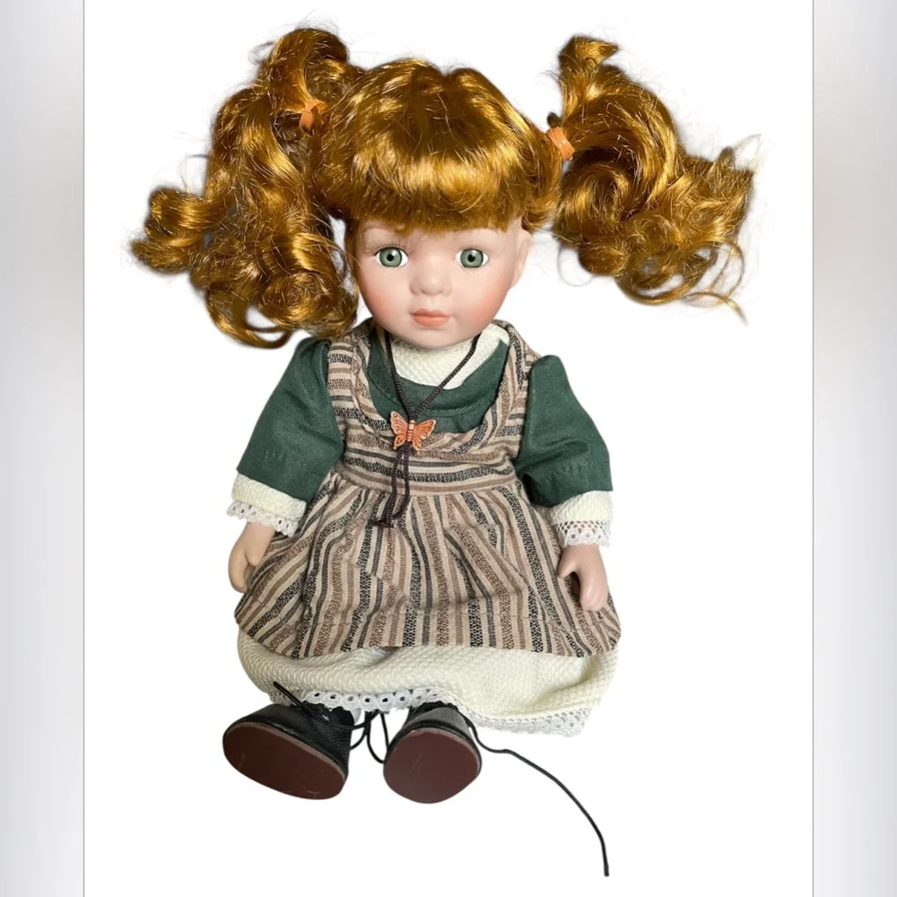 Vintage Imperfect Perfect Set of Two Sitting Brother & Sister Porcelain Dolls 8” - Picture 4 of 9